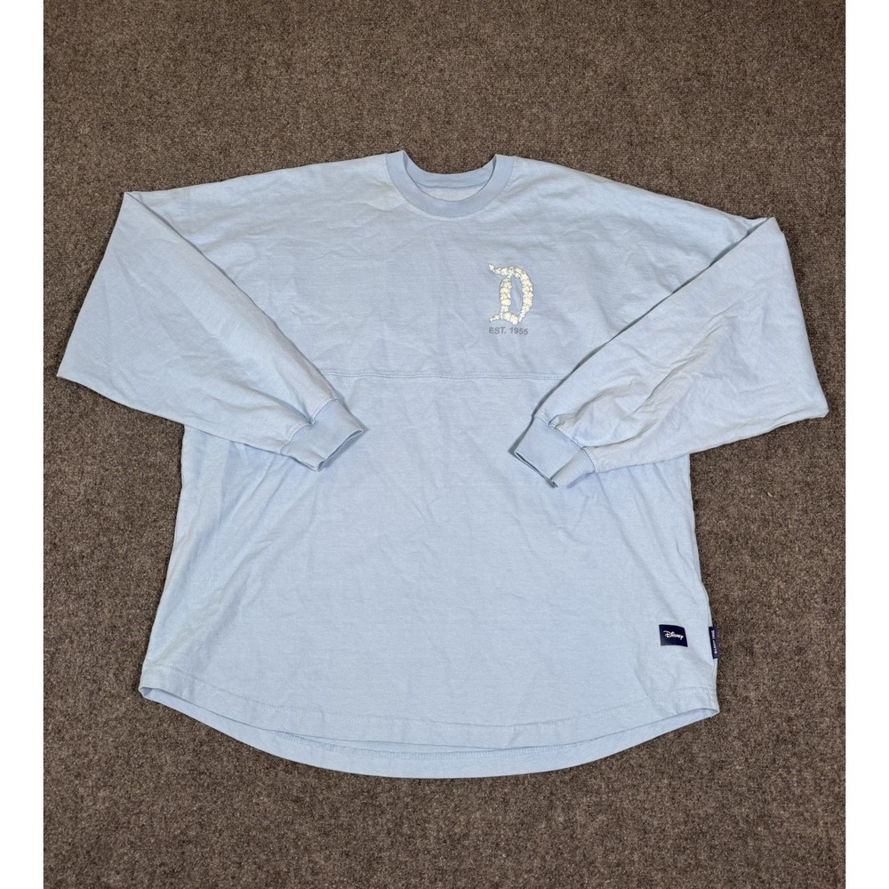 Disneyland Hydrangea Flowers Floral Blue Spirit Jersey Size Large Blue Rare